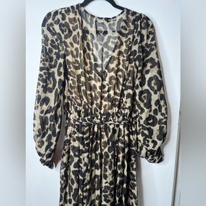 FashionNova Animal Print Sheer Split Maxi Dress